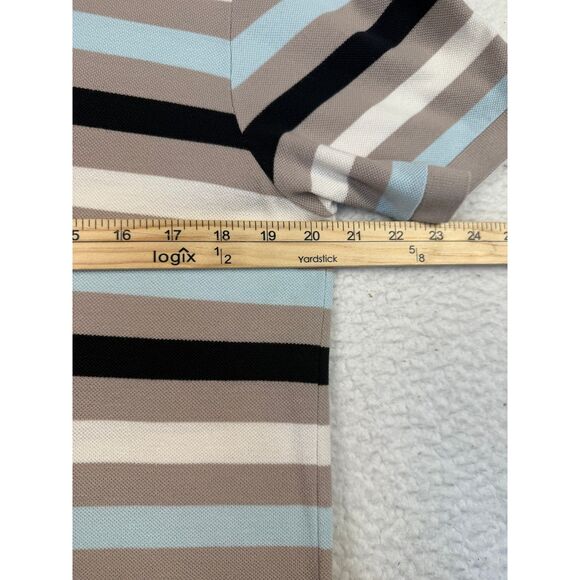 Lacoste Polo Shirt Mens Extra Large Striped Grey Black Cream Classic Fit Preppy - Picture 6 of 7